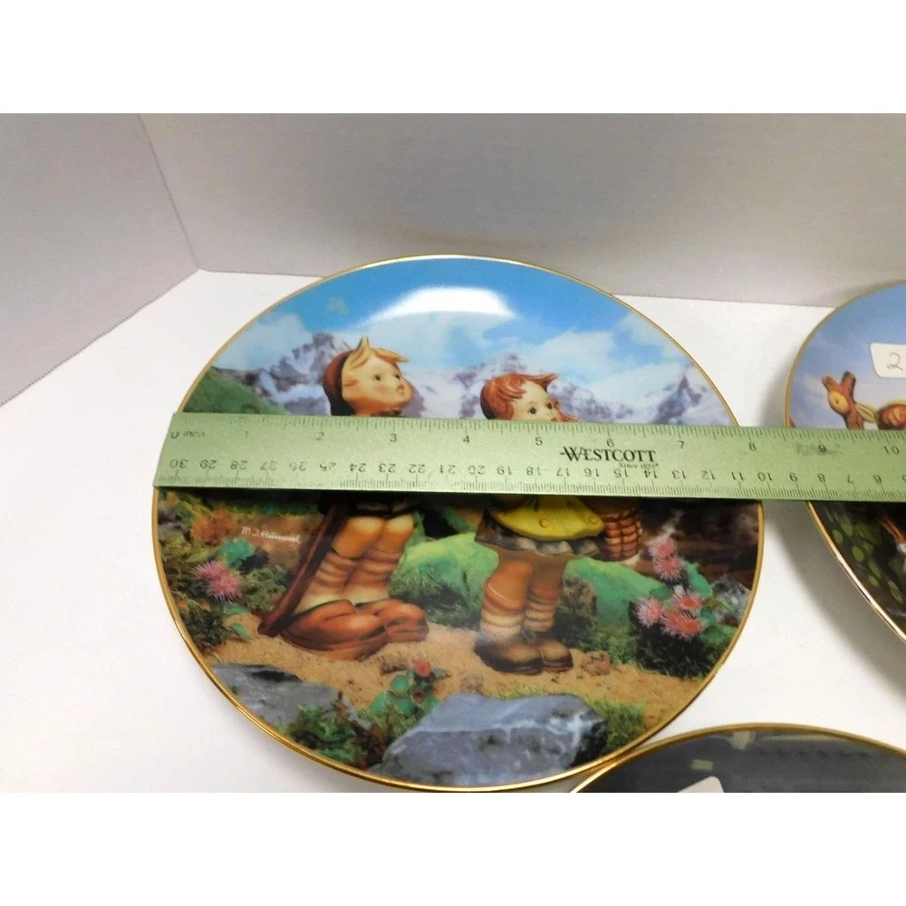 Set of 4 MJ Hummel Plates Gentle Friends, Stormy Weather, Apple Tree & Little Ex